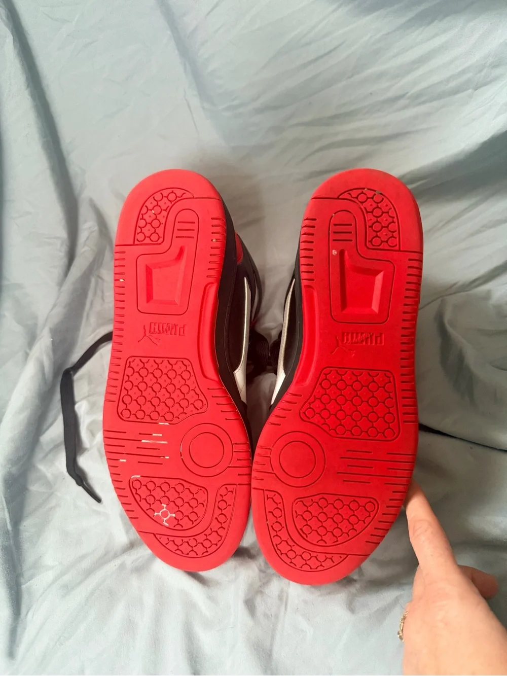 Puma Black White Red High-Top Athletic Shoes